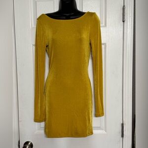 Free People Gold Long Sleeve Dress M
